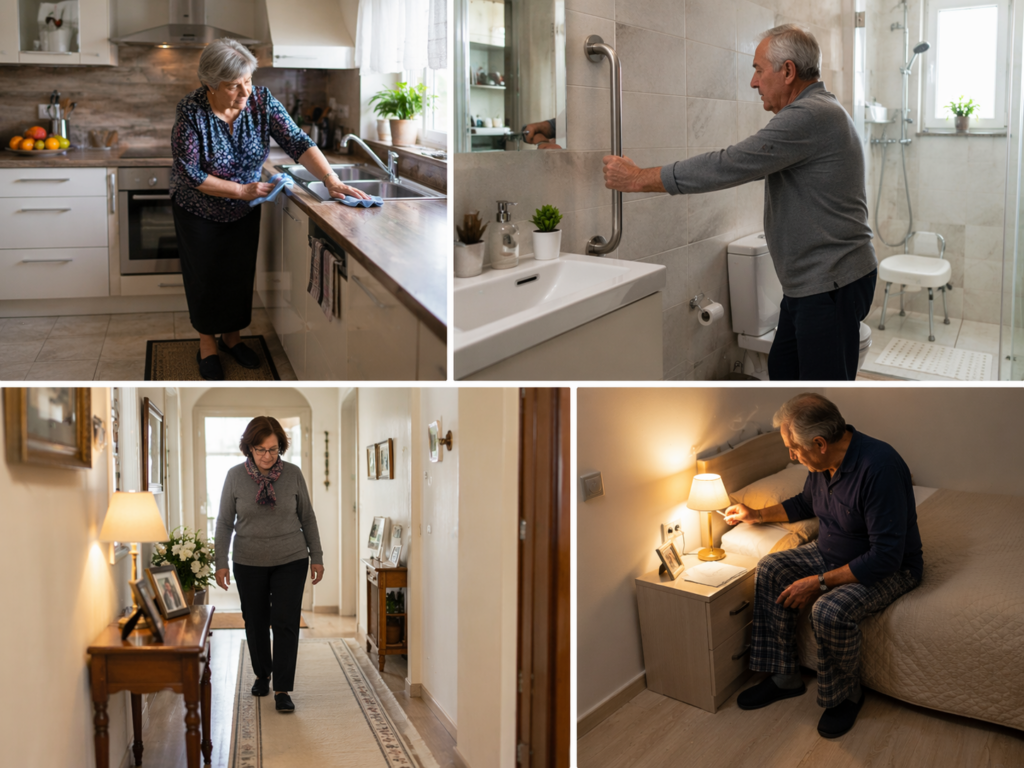 Ηλικιωμένος κινείται με ασφάλεια μέσα στο σπίτι με καλό φωτισμό και σταθερό περιβάλλον